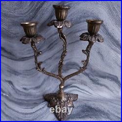 Vintage Pair Antique Ornate French Ormolu 3 Arm Brass Candelabras Will Separate