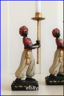 Vintage Pair Blackamoor Candlesticks Candle Holders figures figurines figure