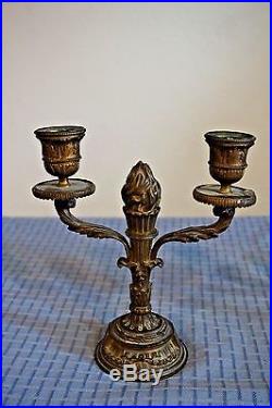 Vintage Pair Brass Candlestick Holder Candelabra Olympic Torch Torchiere Mantel