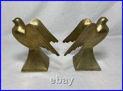 Vintage Pair Brass Metal Bird Candle Holders Pair Fixtures MCM Mid Century