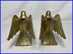 Vintage Pair Brass Metal Bird Candle Holders Pair Fixtures MCM Mid Century