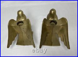 Vintage Pair Brass Metal Bird Candle Holders Pair Fixtures MCM Mid Century