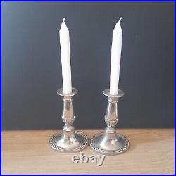 Vintage Pair Candlesticks Thomas Blakemore 6 Silverplate Neoclassical Art Deco