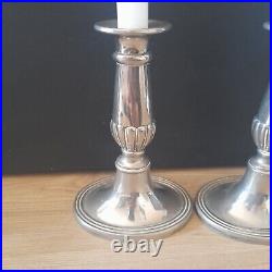 Vintage Pair Candlesticks Thomas Blakemore 6 Silverplate Neoclassical Art Deco