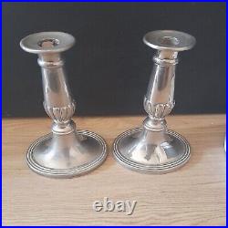 Vintage Pair Candlesticks Thomas Blakemore 6 Silverplate Neoclassical Art Deco