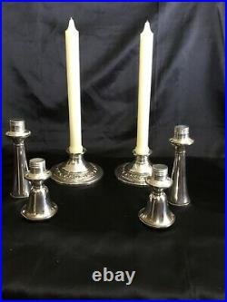 Vintage Pair Convertible Gorham Silver Co. Sterling Candlesticks Strasbourg Patt