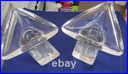 Vintage Pair Crystal Art Deco style Triangle Candle Holders signed