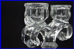 Vintage Pair Cut Glass Crystal Candle Holder Candlestick