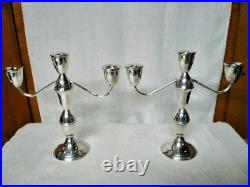 Vintage Pair Duchin Sterling Silver 3-Lite Candelabra / Candlesticks Convertible