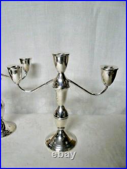 Vintage Pair Duchin Sterling Silver 3-Lite Candelabra / Candlesticks Convertible