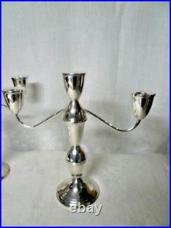 Vintage Pair Duchin Sterling Silver 3-Lite Candelabra / Candlesticks Convertible