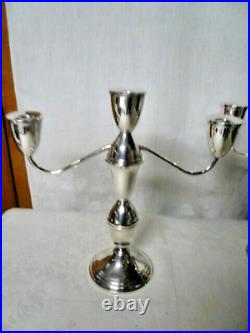 Vintage Pair Duchin Sterling Silver 3-Lite Candelabra / Candlesticks Convertible