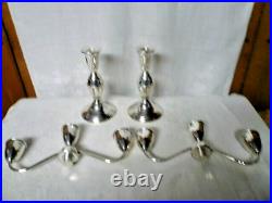 Vintage Pair Duchin Sterling Silver 3-Lite Candelabra / Candlesticks Convertible