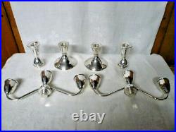 Vintage Pair Duchin Sterling Silver 3-Lite Candelabra / Candlesticks Convertible