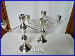 Vintage Pair Duchin Sterling Silver 3-Lite Candelabra / Candlesticks Convertible