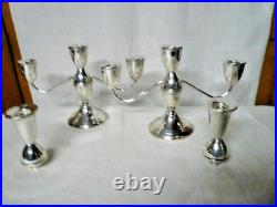 Vintage Pair Duchin Sterling Silver 3-Lite Candelabra / Candlesticks Convertible