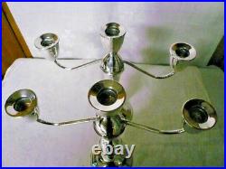 Vintage Pair Duchin Sterling Silver 3-Lite Candelabra / Candlesticks Convertible