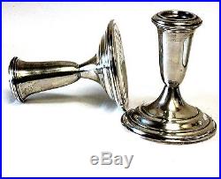 Vintage Pair Empire Sterling Weighted 370 Candlestick Holders Classic Design