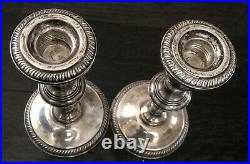 Vintage Pair FISHER Sterling Silver Weighted Candlesticks #305 Removable Top