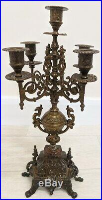 Vintage Pair French Candelabrum Candlestick Candelabra with 5 holders 42cm