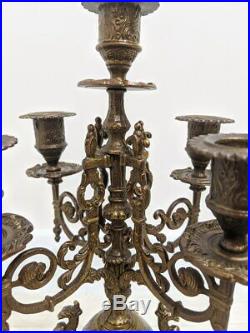 Vintage Pair French Candelabrum Candlestick Candelabra with 5 holders 42cm