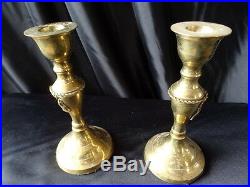 Vintage Pair Italian Roman Catholic Brass Antique Candlesticks