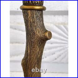 Vintage Pair MCM Bronze Candlestick Holders Cut Tree Branches