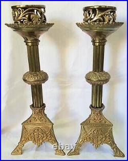 Vintage Pair Of Church Bronze Candelabra Candlesticks Tall 33 CM 13