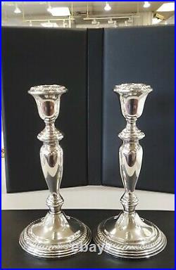 Vintage Pair Of Empire Sterling Silver Weighted Candle Stick Holders 40