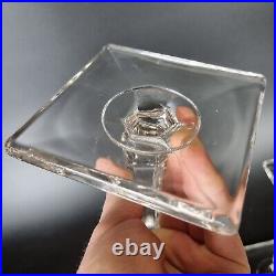 Vintage Pair Of Glass Candlesticks Square Feet 23.5cm High