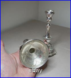 Vintage Pair Of Repouse Sterling Silver Candle Sticks