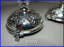 Vintage Pair Of Repouse Sterling Silver Candle Sticks