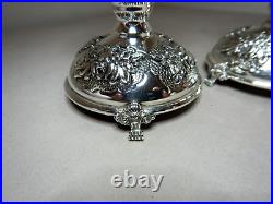 Vintage Pair Of Repouse Sterling Silver Candle Sticks