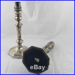 Vintage Pair Of Silver Candlestick Lamps Mappin & Webb 1947 & 49 8 Inches Tall