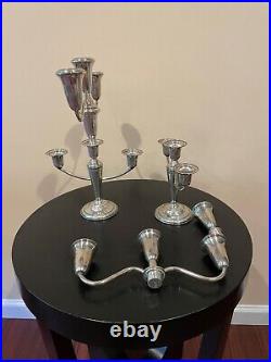 Vintage Pair Of Sterling Silver 5 Lite Candelabra Candlesticks