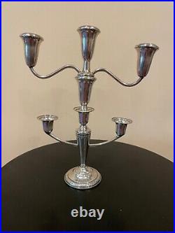 Vintage Pair Of Sterling Silver 5 Lite Candelabra Candlesticks