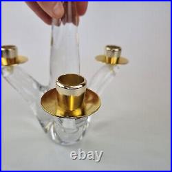 Vintage Pair Schneider France Glass Candelabra Candlesticks One Sconce Missing