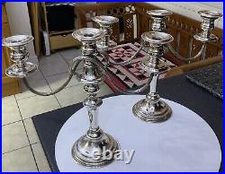 Vintage Pair Silver Plate A1 EPNS Rope Edge Candlesticks Candelabra