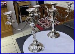 Vintage Pair Silver Plate A1 EPNS Rope Edge Candlesticks Candelabra