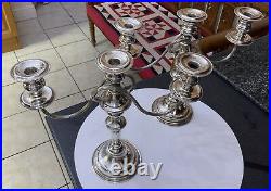 Vintage Pair Silver Plate A1 EPNS Rope Edge Candlesticks Candelabra