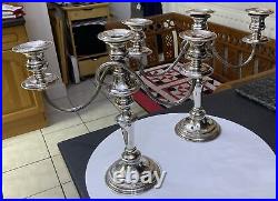 Vintage Pair Silver Plate A1 EPNS Rope Edge Candlesticks Candelabra