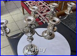 Vintage Pair Silver Plate A1 EPNS Rope Edge Candlesticks Candelabra