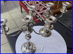 Vintage Pair Silver Plate A1 EPNS Rope Edge Candlesticks Candelabra