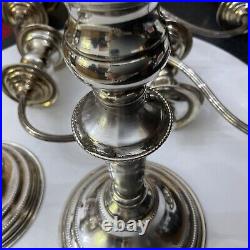 Vintage Pair Silver Plate A1 EPNS Rope Edge Candlesticks Candelabra