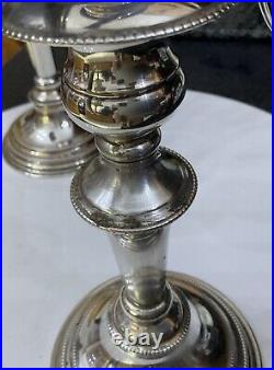 Vintage Pair Silver Plate A1 EPNS Rope Edge Candlesticks Candelabra