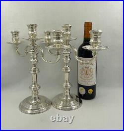 Vintage Pair Sterling Silver Candelabra London 1970 by Richard Comyns 30cms Tall