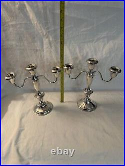 Vintage Pair Sterling Silver Crown Candelabra Candlestick Holders Convertible