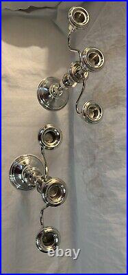 Vintage Pair Sterling Silver Crown Candelabra Candlestick Holders Convertible