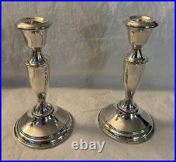 Vintage Pair Sterling Silver Crown Candelabra Candlestick Holders Convertible