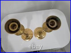Vintage Pair Tall Brass Taper Candle Stick Candle Holder
